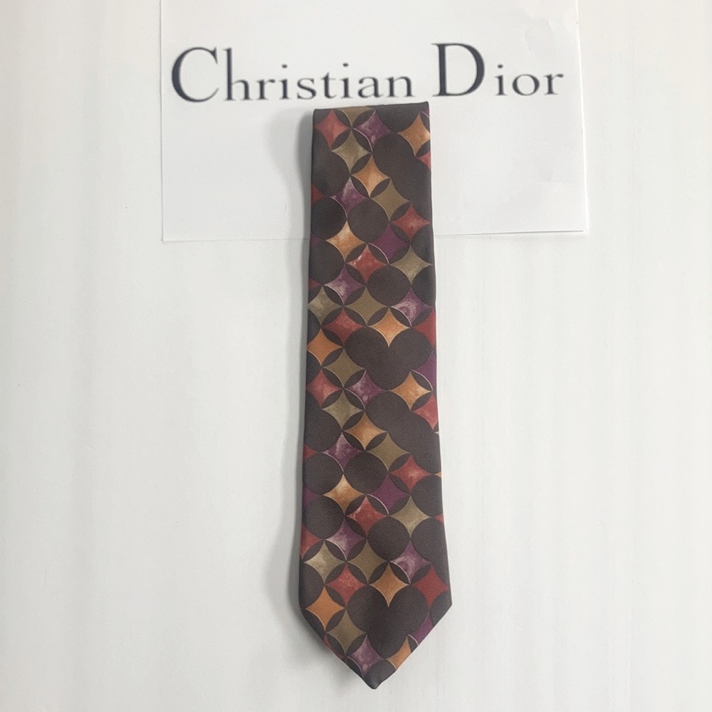 Vintage Christian Dior Tie. Multicolored on charcoal background